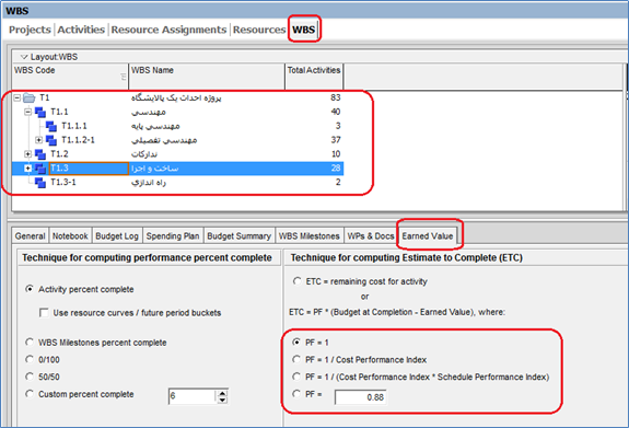 مدیریت ارزش کسب شده در Primavera P6